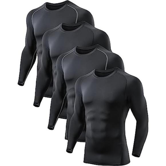 4 Pack Compression Shirts for Men Long Sleeve Athletic Cold Weather Base - Picture 1 of 7